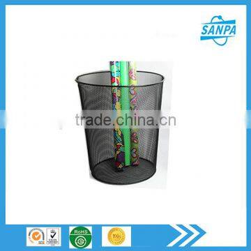 China Factory Office Suppliers Metal Wire Mesh Black Round Waste Bin