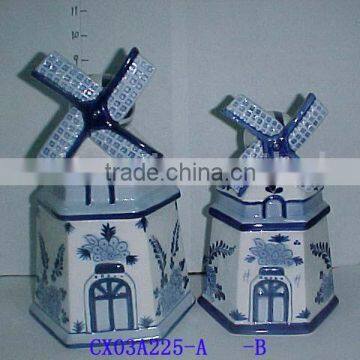 porcelain windmill-ceramic windbell-stoneware deco