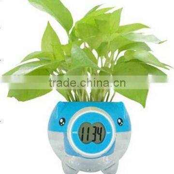 flower pot table clock