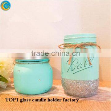 centerpiece candle holder Glass Jar With Print Candle Holders