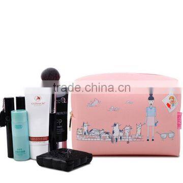 Women Pink Travel Cosmetic Bag With Zipper and Logo photo-4