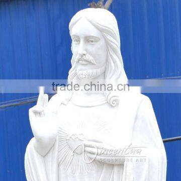 Famous Christian Sculpture White Marble Meditating Jesus Statue photo-2
