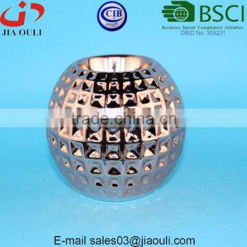Copper/gold Electroplated Polished Christmas Ball Shape Ceramic Candlestick Holder photo-2
