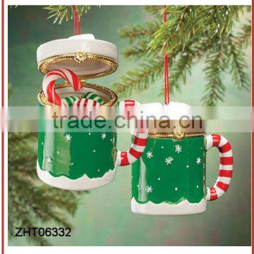 Hand painted Ceramic cup design jewelry box Chrismas Decoration