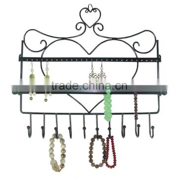 Wall Mount Heart Shape Jewelry Organizer Hanging Earring Holder