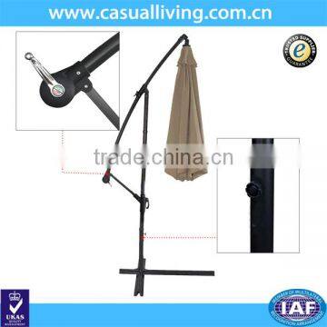 Outdoor 10 Feet Aluminum Offset Patio Umbrella with Crank, 8 Steel Ribs