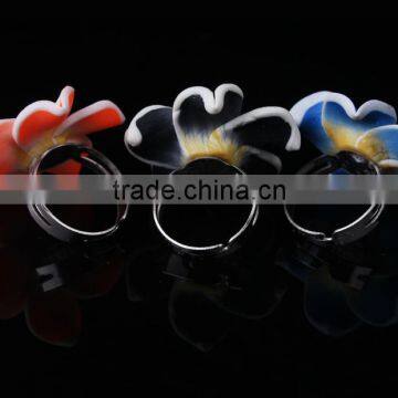 Fashion Jewelry Hawaiian Plumeria Flower Polymer Clay Rings for Women photo-2