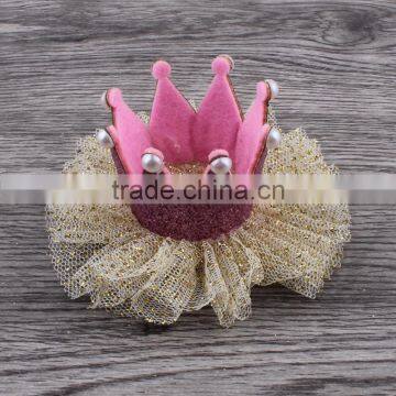 Fabric Lace Flower Crown With Glitter Clip for Kids Hair Accessories photo-4