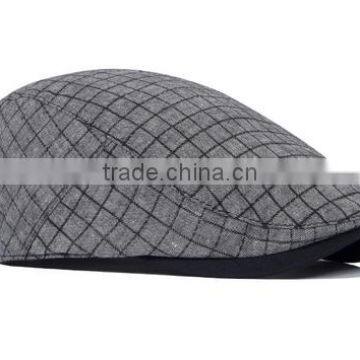 Fashion Custom Grid Fabric Hat Beret Caps good quality men cap Hat/Cap