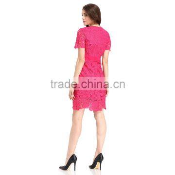 Fashion Lace Patchwork Short Frock Lady Image Skater Dress photo-6