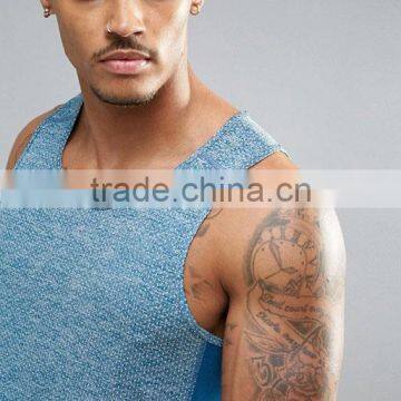 High Quality New Design Summer Cooling Custom Blue Gym Wear Comfortable 100% Polyester Fashion Men Muscle Sport Tank Tops photo-3
