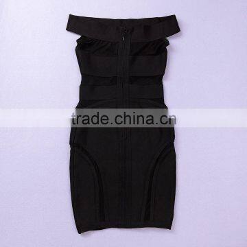 Black White Off Soulder Short HL See Through Sexy Women Bodycon 2014 Mesh Bandage Dress Sling Party Tight Dress photo-6