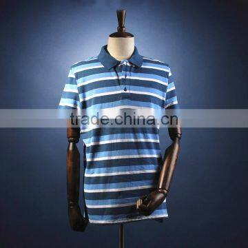 100% polo t-shirt biue and white mens polo collar striped t shirt design