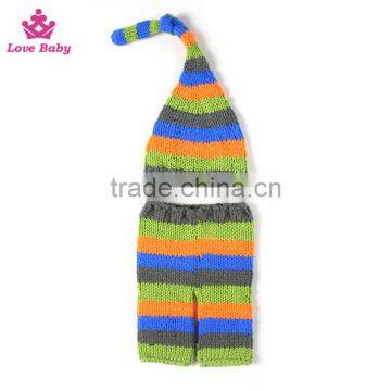 Wholesale rainbow stripe crochet baby photo prop outfit LBP20160218-28