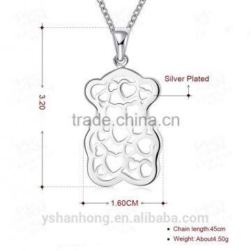 Fashion 925 Silver Bear Pendant Sautoir Wholesale Creative Hollow Out photo-5