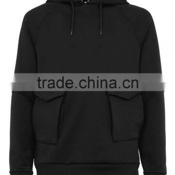 Classic Fit Custom Made Black Hoodie Wholesale Front Pockets Plain Hoodies for Men 2016 photo-1