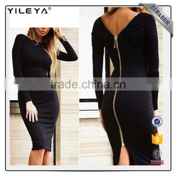 2017slim back Zipper sexy pencil tight long sleeve club dress for lady