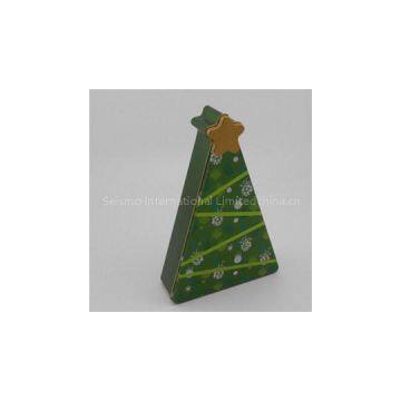 Christmas Tree Shaped Tin Box