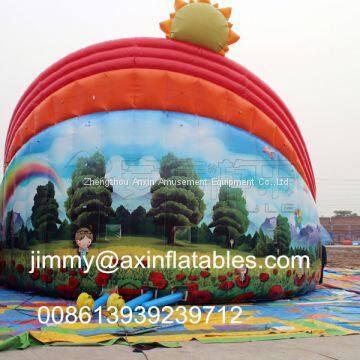 0.55MM Plato PVC Tarpaulin Commercial Rainbow Inflatable Water Slide For Children Events photo-3