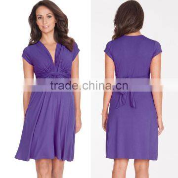 hot sale purple knot front maternity dress,latest maternity dress designs deep v neck,maternity clothing wholesale