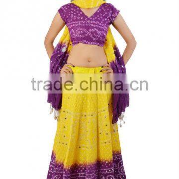 Yellow & Purple Bandhej Lehenga Choli