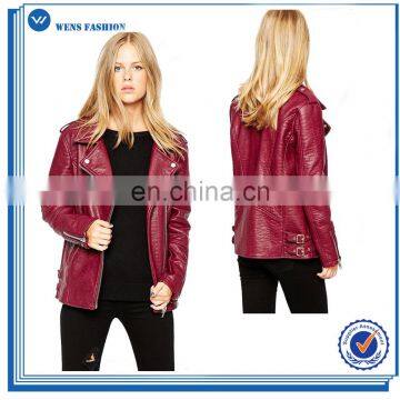 Stylish Faux Leather Asymmetrical Pu Women Moto Jacket