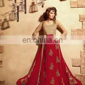 Party wear red zari work suit traditional dress for women