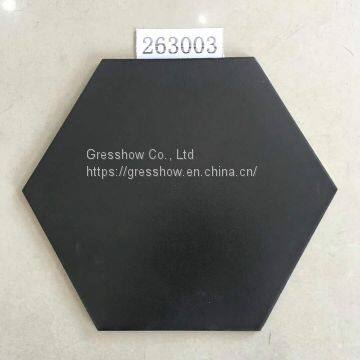 260x300mm Matt Anti Slip Jet Black Hexagon Tile