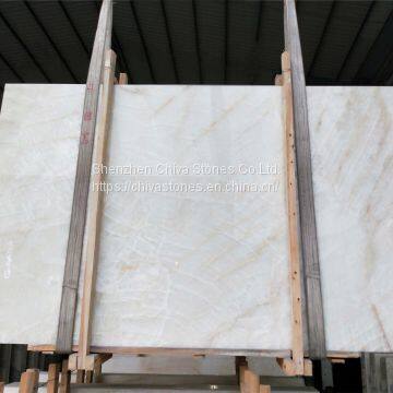 Crystal White Onyx Slabs Natural Marble Stone White Onyx Transparent Wall Tiles Big Interior Wall Tiles With Backlit photo-4