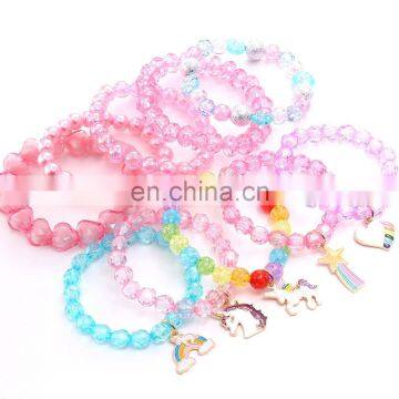 10Styles Baby Girl Bracelets boutique Girl Bangles Love Heart artificial diamond pearl Bracelet Gift party wear