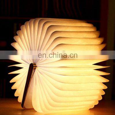 2019 new foldable Colorful LED wooden Light Bluetooth Speaker Book Lamp With Remote Control