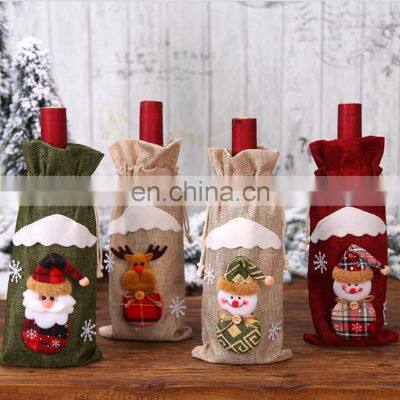 2020 Amazon Hot Sale Cheaper Christmas Snow Santa Wine Bottle Bags for Wine Decoration photo-2