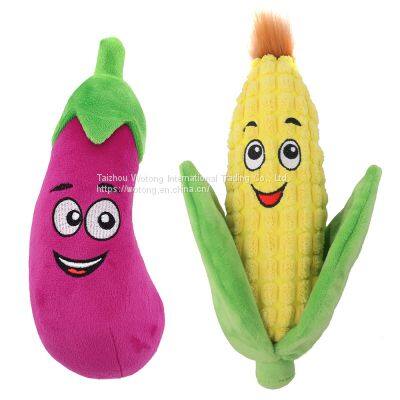 Bite Resistant Custom Interactive Eggplant Plush Pet Chew Squeaky Dog Toys photo-3