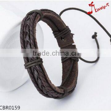 personalized cheap teen boy leather knit bracelet