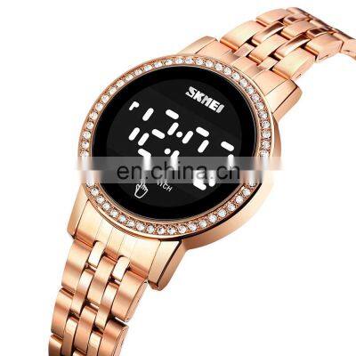 Luxury SKMEI 1669 LED Touch Screen Ladies Watch Stainless Steel Bracelet Women