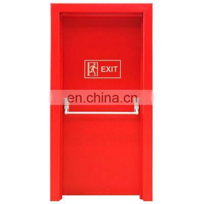 Emergency exit fire rated door with panic bar steel fireproof door