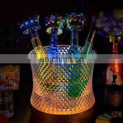 Top Sale Floor Standing ABS Custom Logo Whisky LED Party Special Cube Acrylic Ice Bucket photo-2