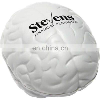 custom pu squeeze foam white brain shaped stress ball