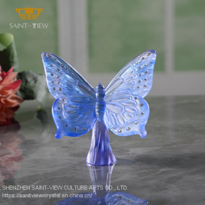 SAINT VIEW 2022 Spring Crafts Desktop Modern Decor Crystal Art Carving Souvenir Butterfly Ornaments for Living Room photo-3