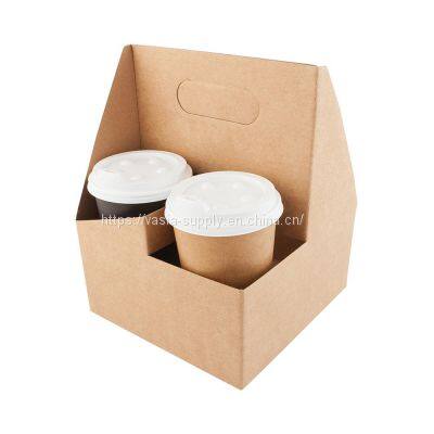 China manufacturer cheap price 2-Cup Brown Paper Biodegradable Cup Carrier Tray