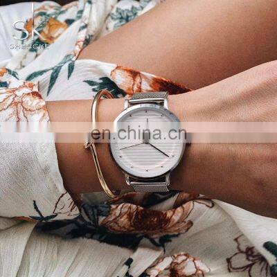 SHENGKE Full Sliver Women Wrist Watches K0049L Girls Mesh Band Watch Ultra Ladies Handwatch Bracelet Watch photo-3