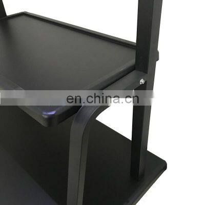 Big Size Thickness Strong Movable Adjustable Shelf Mobile LCD LED TV Cart Rolling Trolley Black White Gold tv Stand photo-5