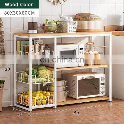 New Kitchen Organizer Cabinet Shelf Rack Microwave Oven Stand Wooden Kitchenware Storage photo-3
