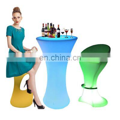 led table and chair /Luminous Glowing Plastic Color Change Bar Tables and Chairs illuminated led bar high barstool chair