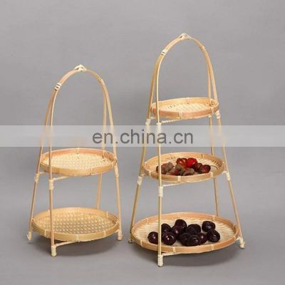 Bamboo Serving Rack, Fruit Bamboo Platter tray, Handmade, Home Decor, Kitchen Organizer