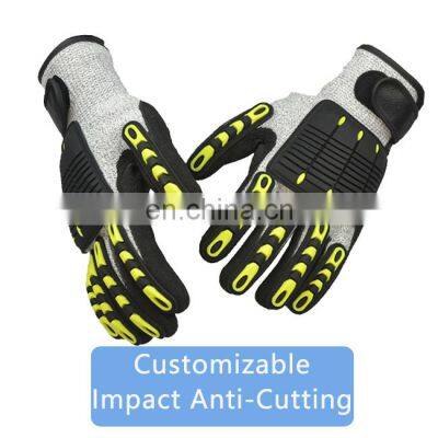 Men Industrial Sandy Nitrile TPR Cut Resistant Anti Cut Level 5 Mechanical Impact Working Safety Gloves photo-3