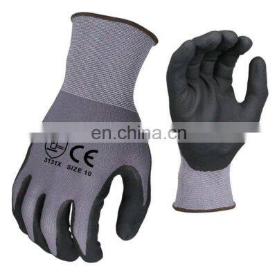 Cheap wholesale 13G Industrial Construction Gloves Gray Nitrile Foam Nylon Palm Protective Hands Safety Work Gloves