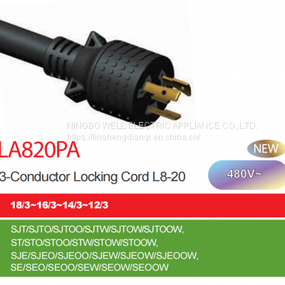 NEMA L8-20P America Twist Locking Power Cord