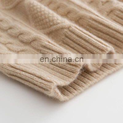 Custom Winter Women's Pure Cashmere Pullover Thick Jacquard Pattern Solid Style Turn-Down Collar Knitwear Sweater photo-5