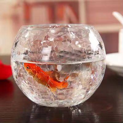 Cheap price clear round crackle glass candle holder bowl